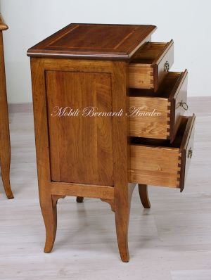 Classic Venetian style solid wood bedside tables with 3 drawers and inlay